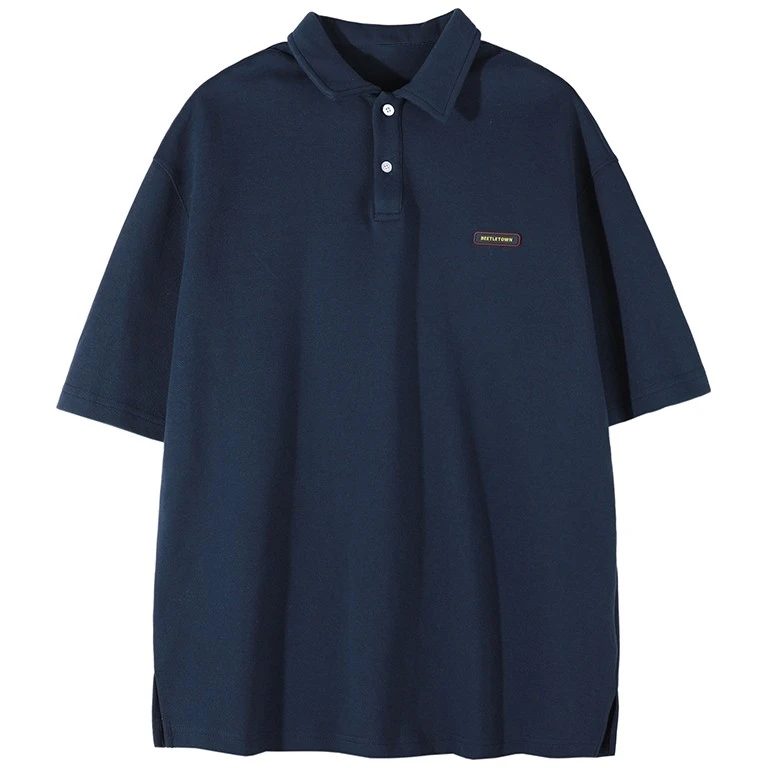 BEETLE TOWN美式复古polo领短袖T恤女夏季简约小众宽松半袖上衣