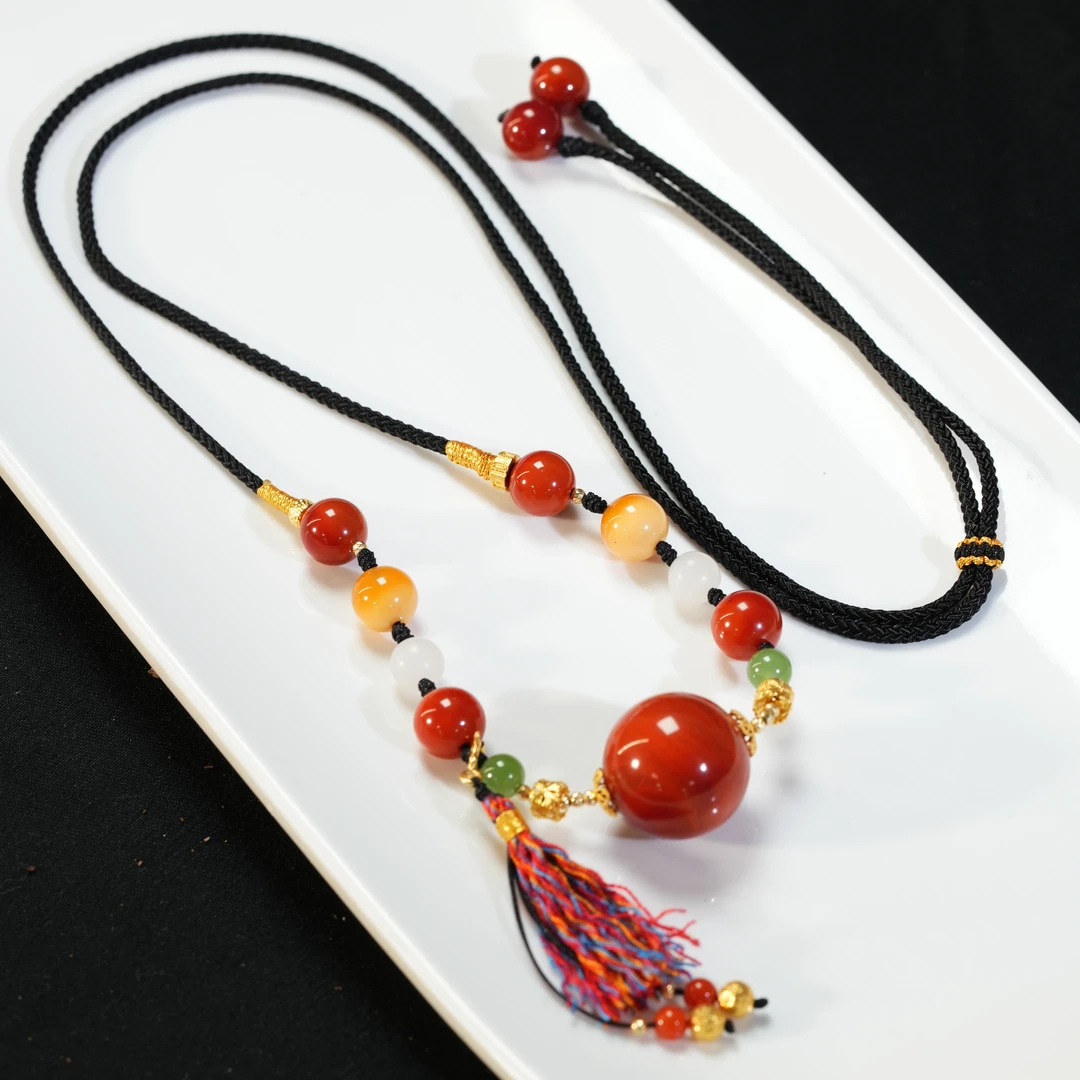 【东方十八岁】【乐阳】南红18K金设计款编绳项链锁骨链多样性发其一