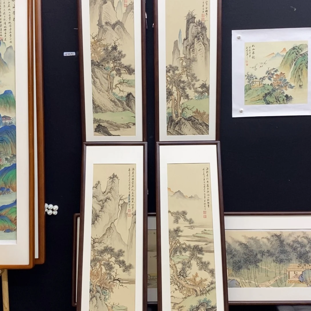 国画…**…手绘国画精品山水四条屏，带框包邮