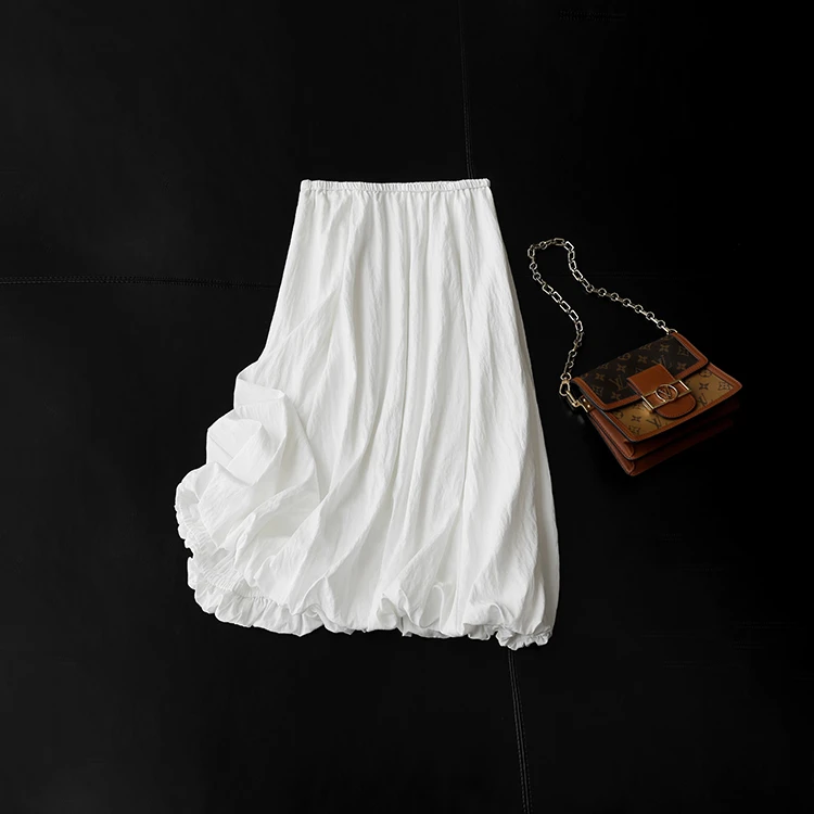 抗皱好打理 松紧腰显瘦宽松A版花苞裙半身裙女夏新款