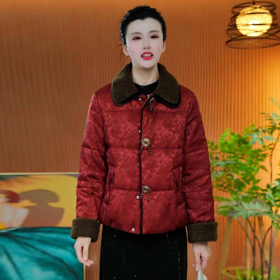 新中式国风时尚棉服女2025冬季新款中年妈妈装小个子加厚保暖上衣