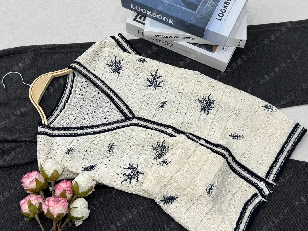 【刺绣开衫马甲杏】夏季新款百搭宽松设计感上衣QC3506