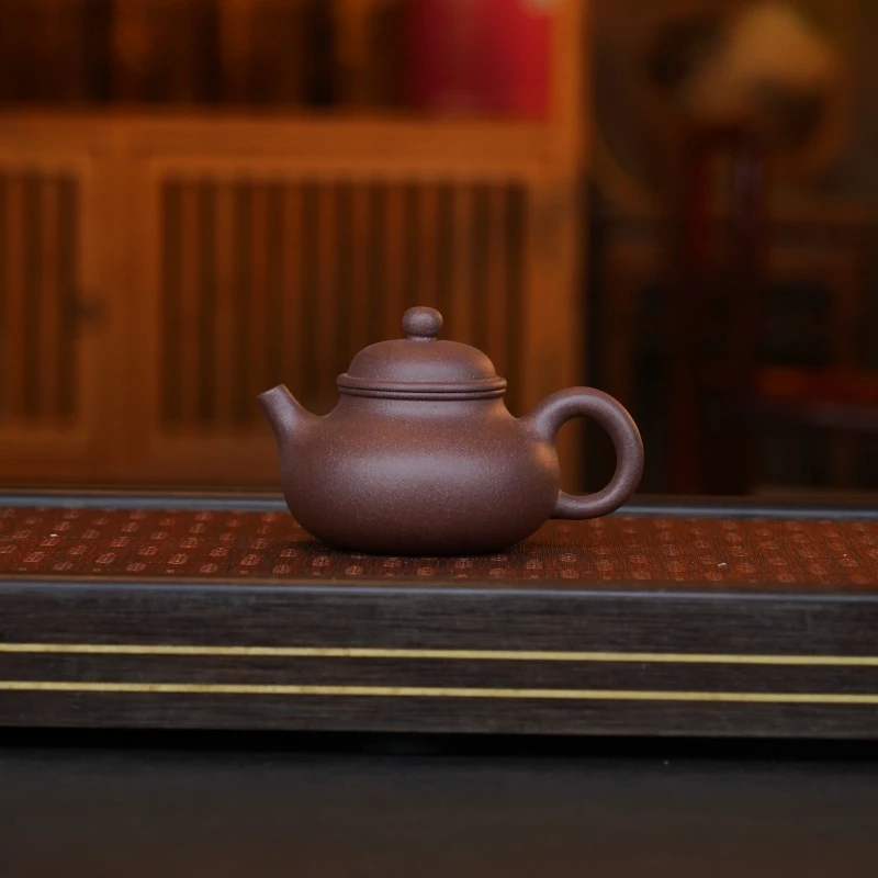 LD粗砂紫泥[容天200CC]宜兴黄龙山原矿手工紫砂壶