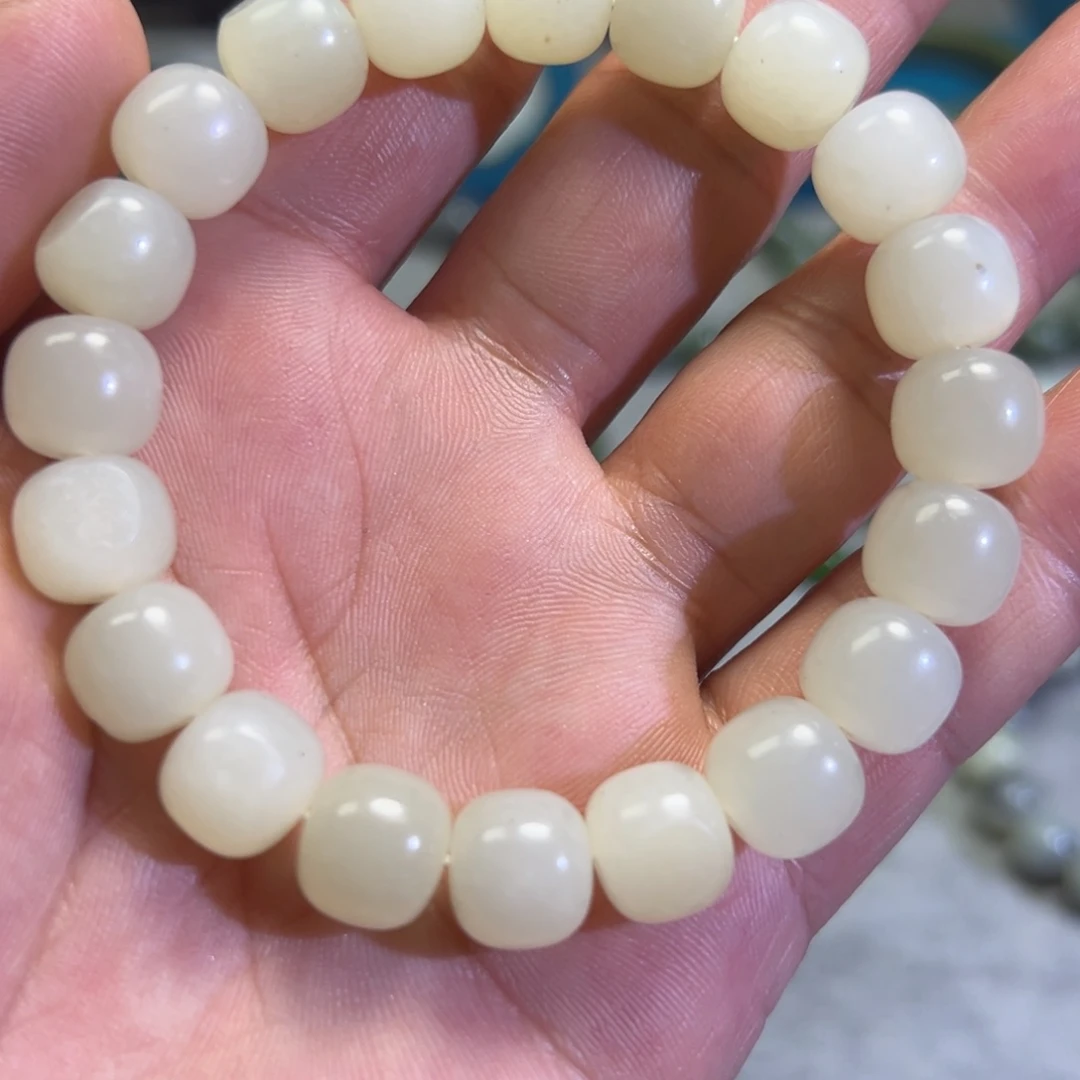 和田玉未镶嵌手链白玉河道料卡11