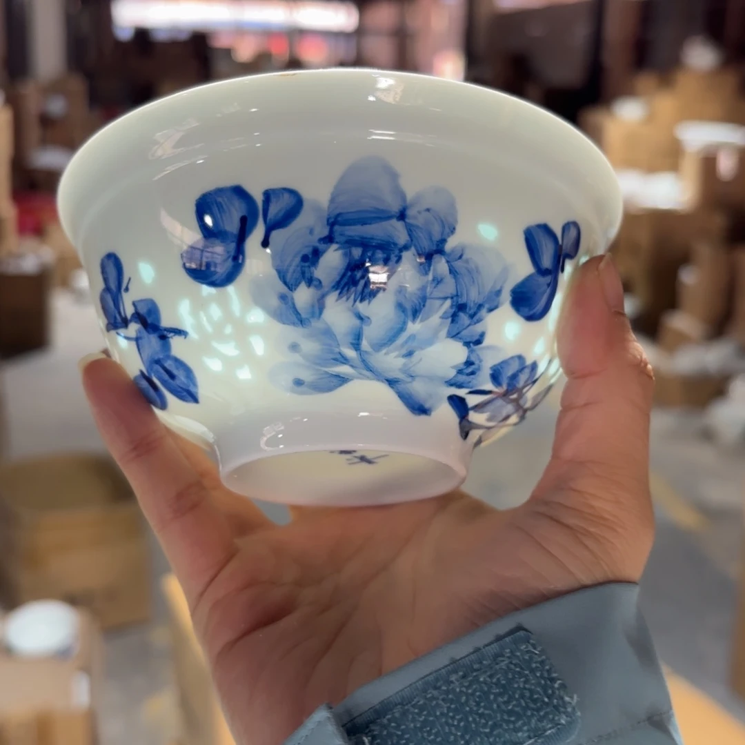 玉瓷景德镇陶米饭碗两只微瑕