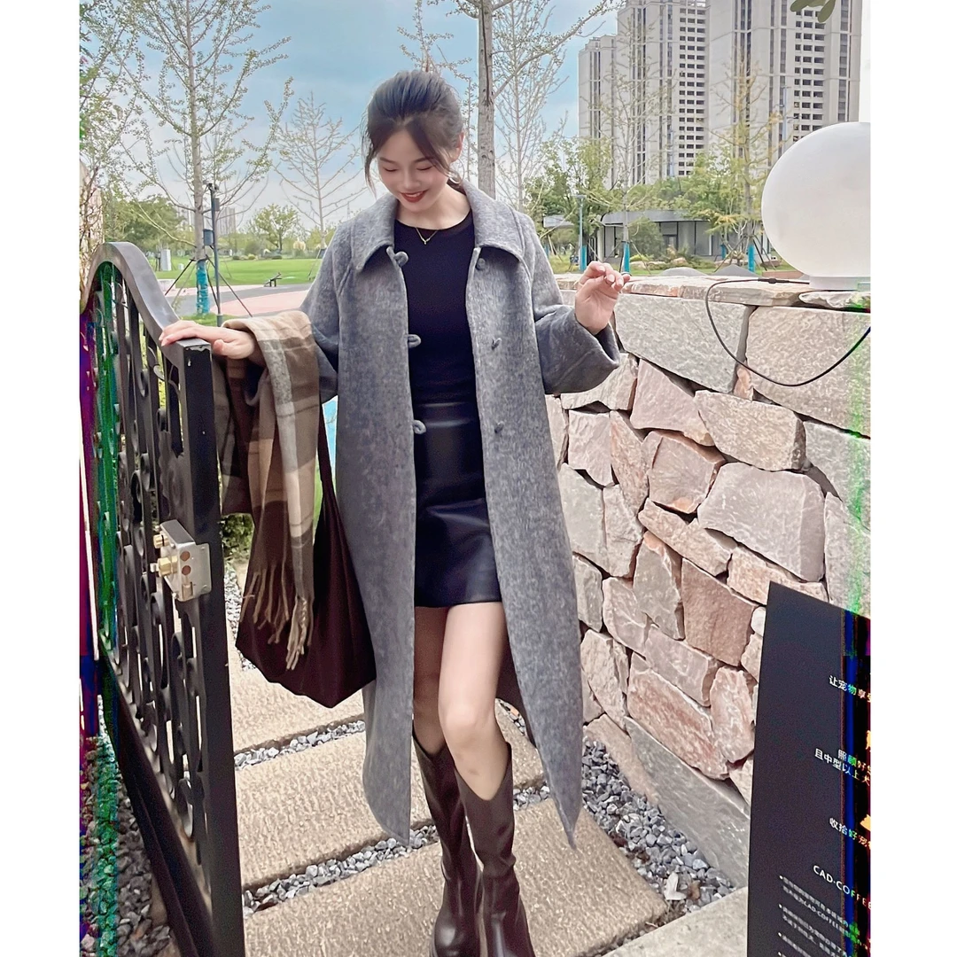 2025秋冬新款双面羊毛大衣中长款加厚韩版气质宽松高级女大衣外套