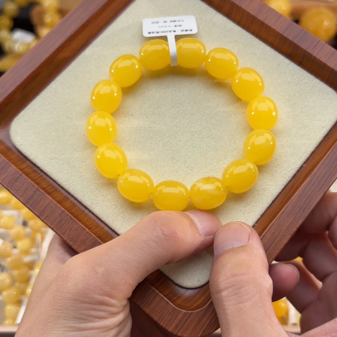 琥珀未镶嵌裸石13.2mm焦皮同料枣珠