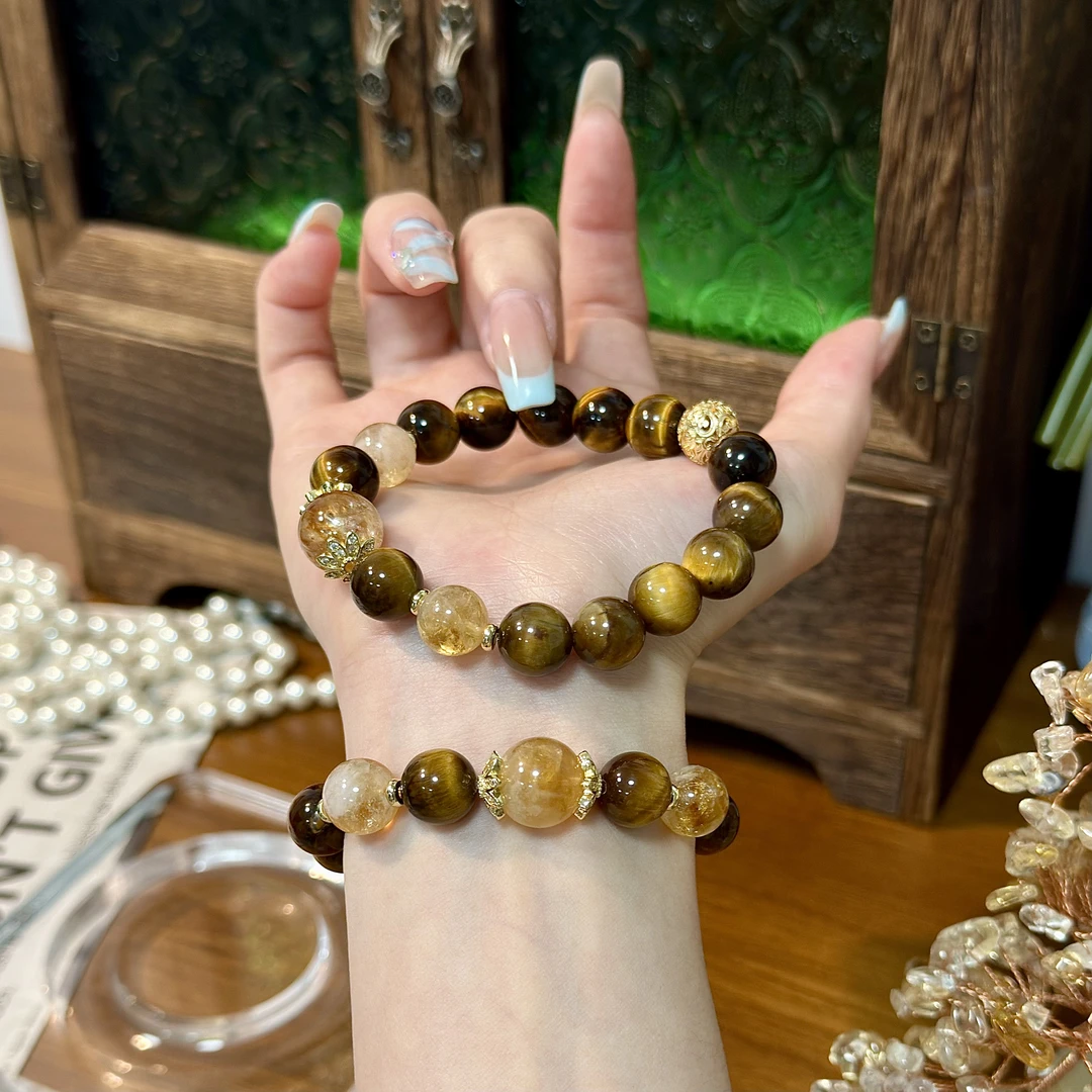 【小霸王】12mm黄塔晶+10mm虎眼石 手串原创设计天然水晶