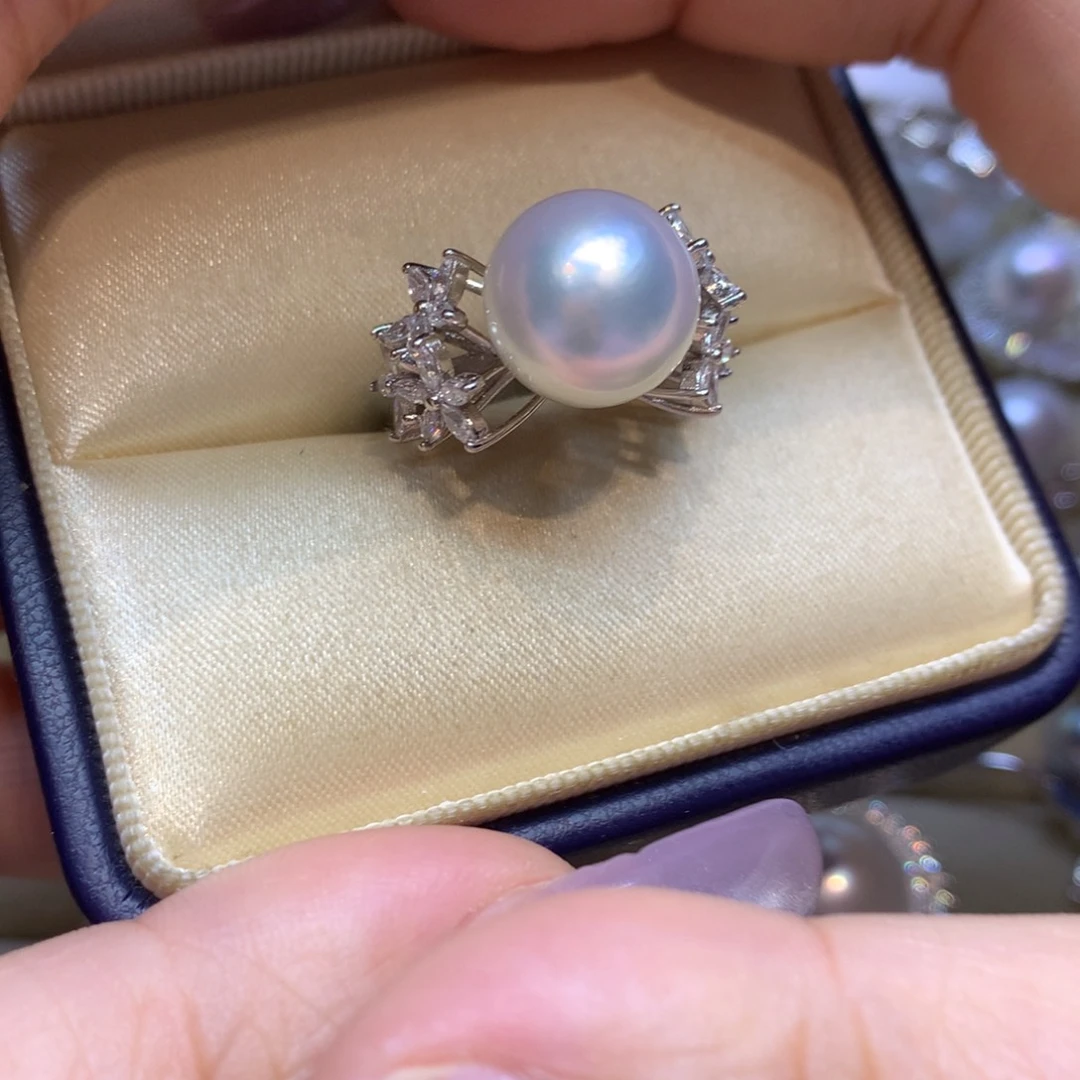 银S925镶嵌戒指海水珍珠