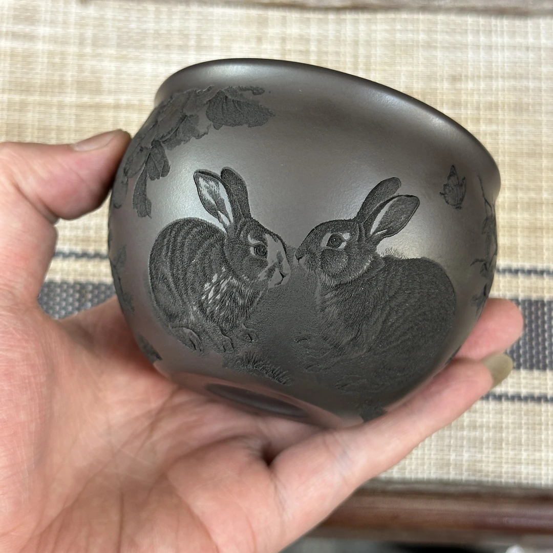 宜兴原矿精品仕途辉煌紫砂杯 泥料家藏石黄 容量200cc茶具品茗杯