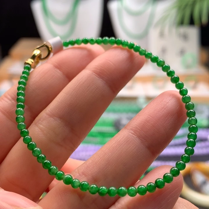 翡翠未镶嵌手链天然缅甸A货翡翠 卡2.8mm