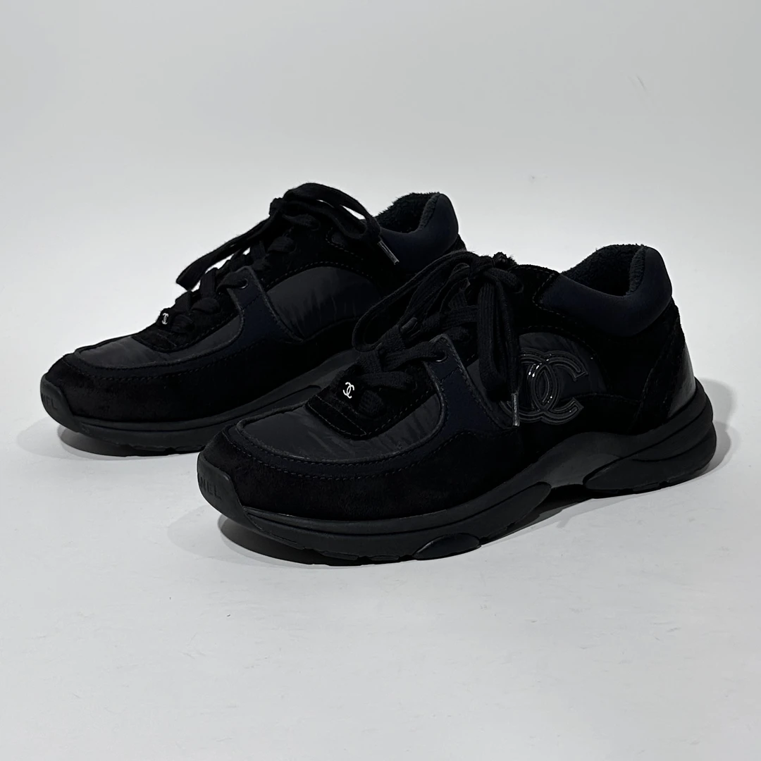 99新 Chanel/香奈儿 36码 黑色时尚运动鞋/WX01341