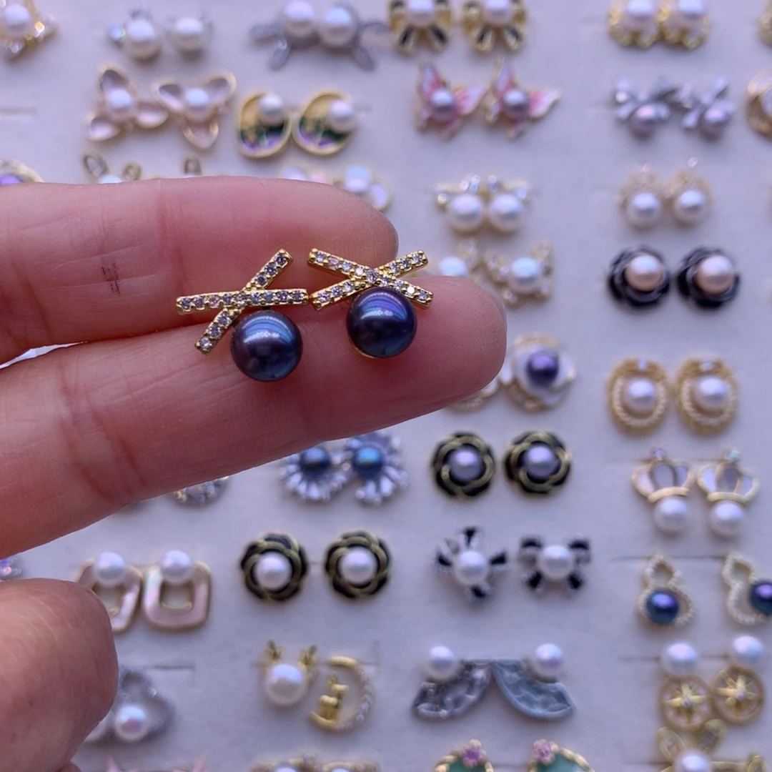 淡水珍珠耳饰合金