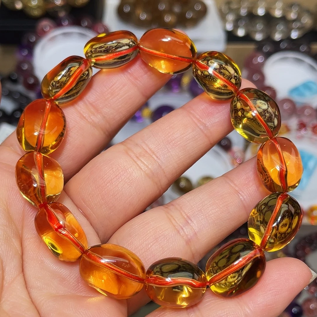 水晶未镶嵌手链巴西金红黄水