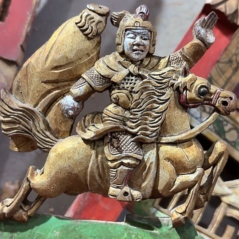 风车木（黑檀木）老木雕老人物花板