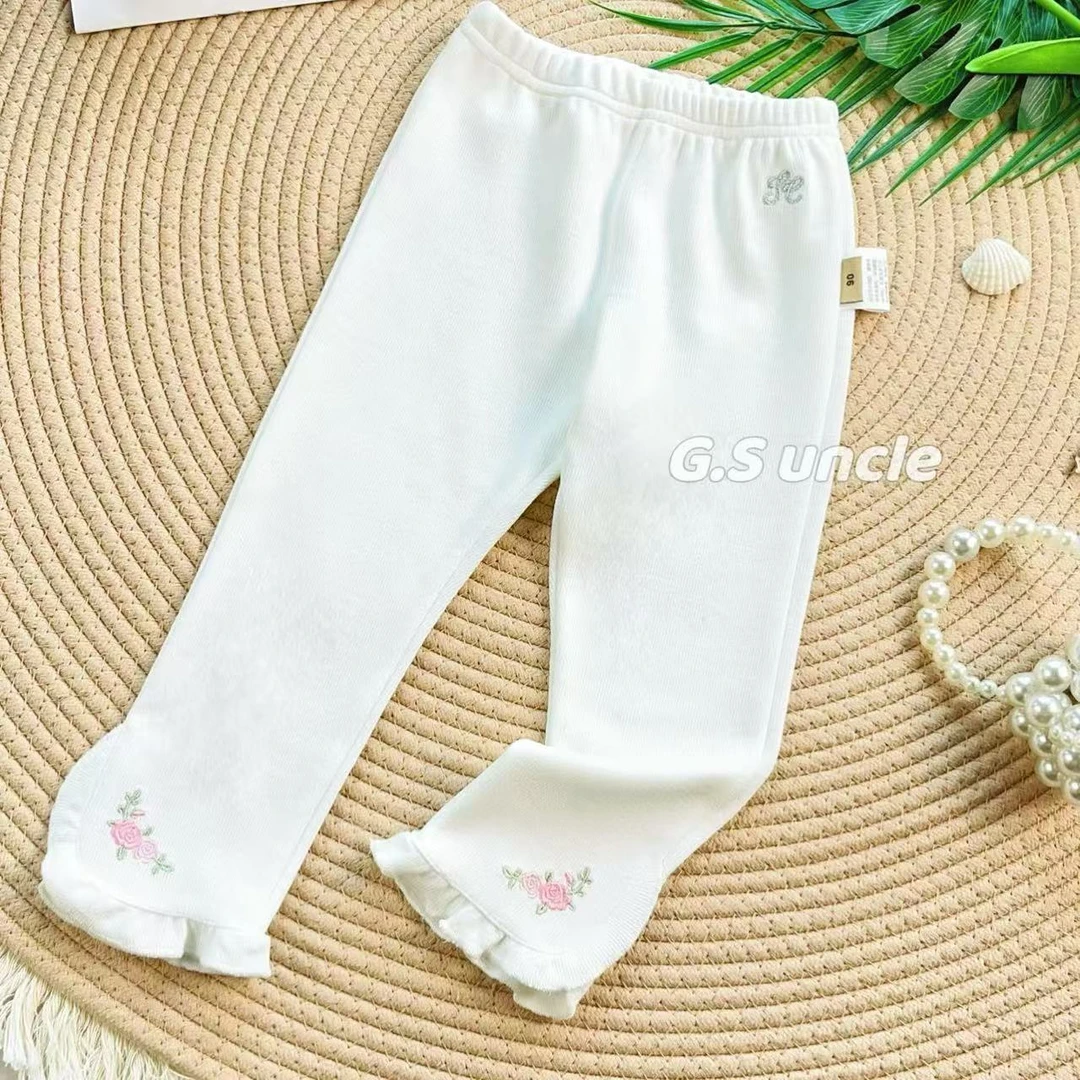 【】B245女童秋季2025新品女童时尚花边长裤