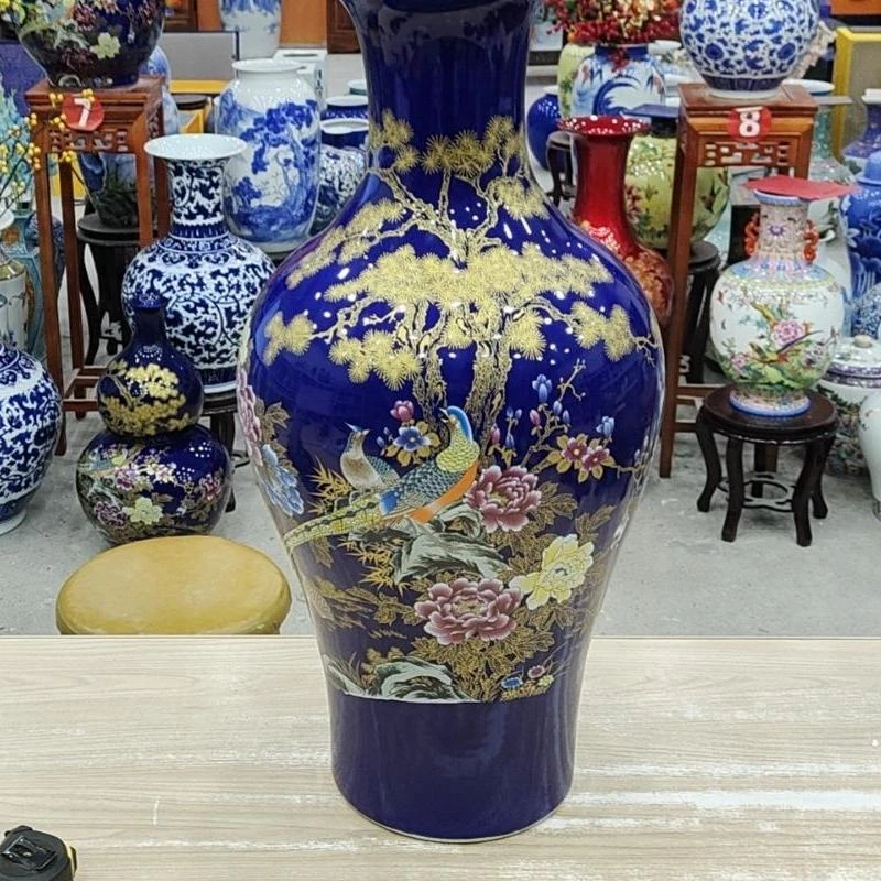 景德镇陶瓷景泰蓝鱼尾瓶