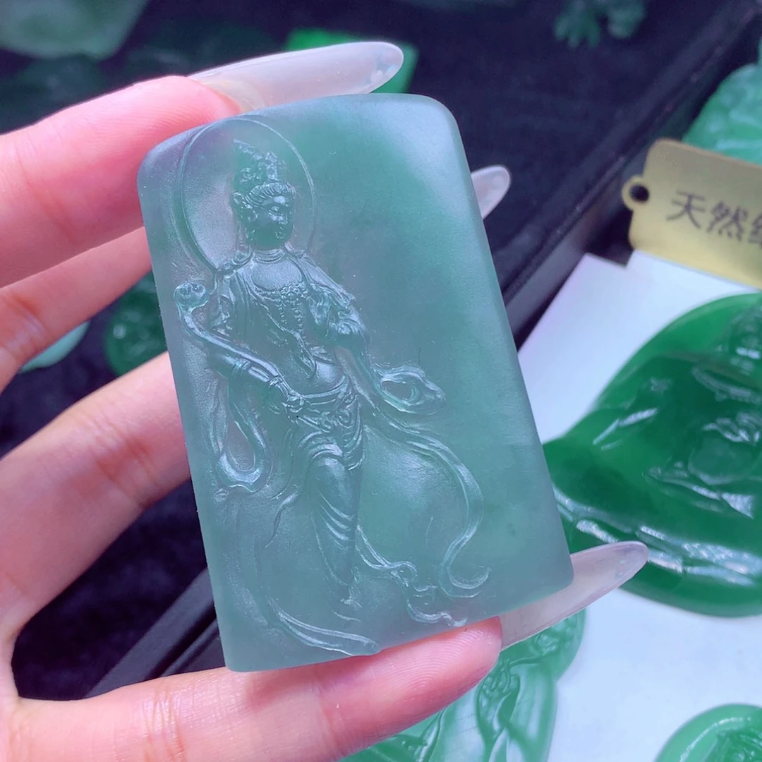 T***制定制翡翠未镶嵌天然缅甸翡翠A货毛货挂件