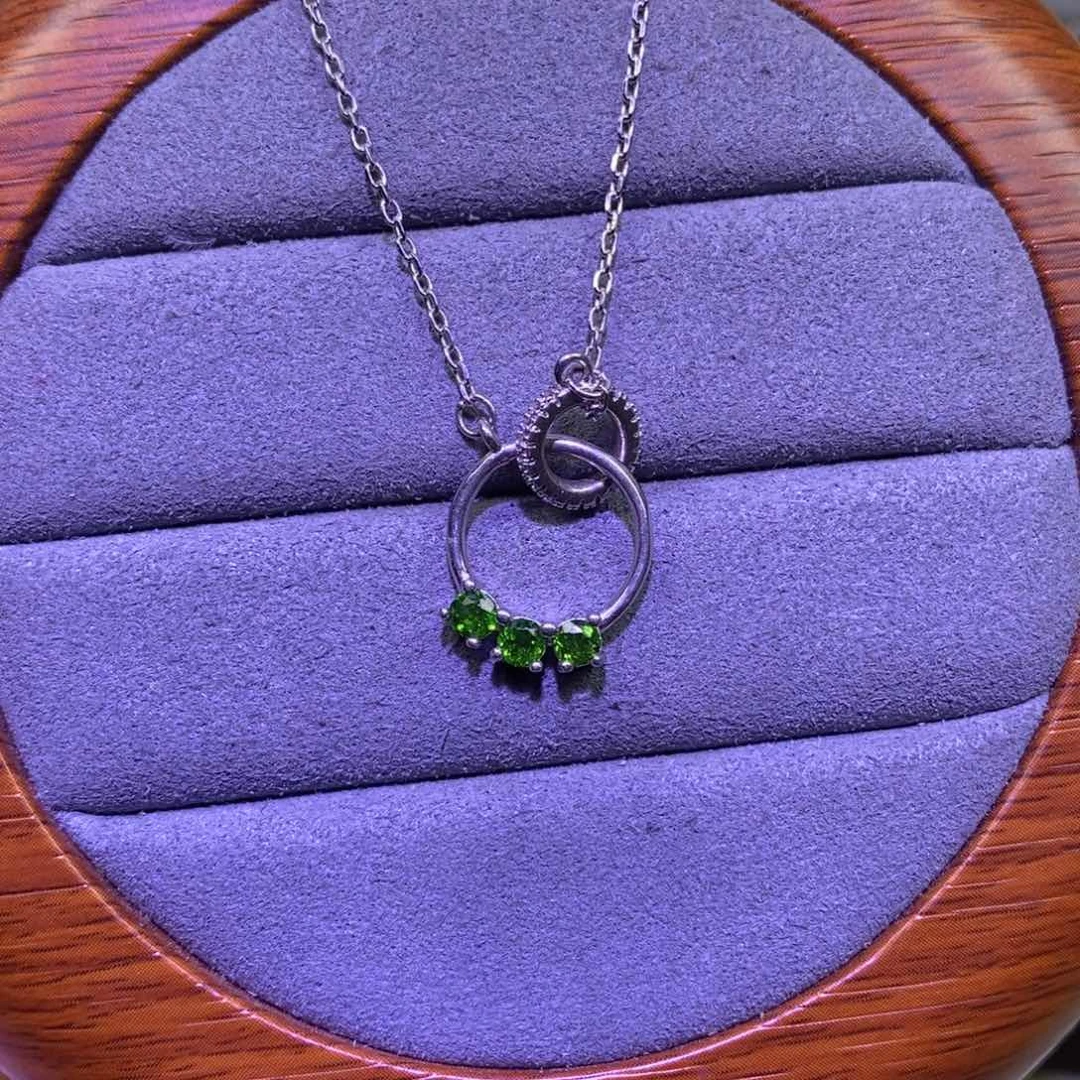 透辉石套链银S925镶嵌