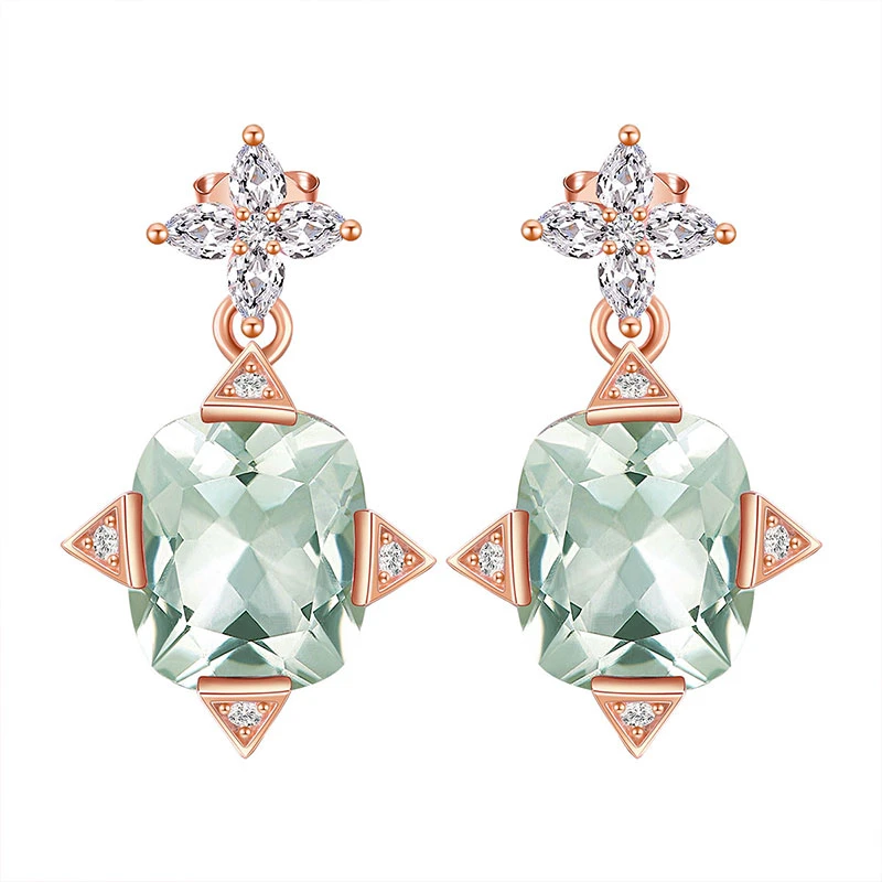 Jolee耳钉S925银绿水晶轻奢时尚彩色宝石耳坠饰品送女士节日礼物