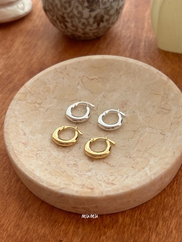 黄铜耳饰 木木部屋 椭圆水滴耳环女小众设计高级感简约百搭耳钉