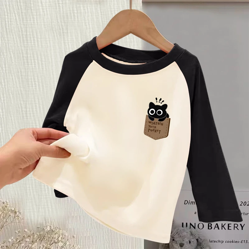 新款儿童女童保暖德绒宝宝打底长袖男童T恤上衣小童洋气衣服秋冬