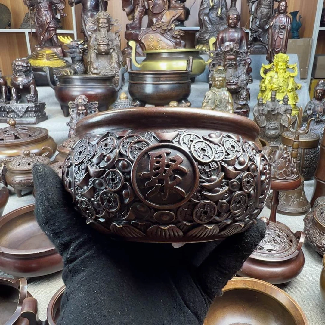 铜香炉家用供奉风水摆件