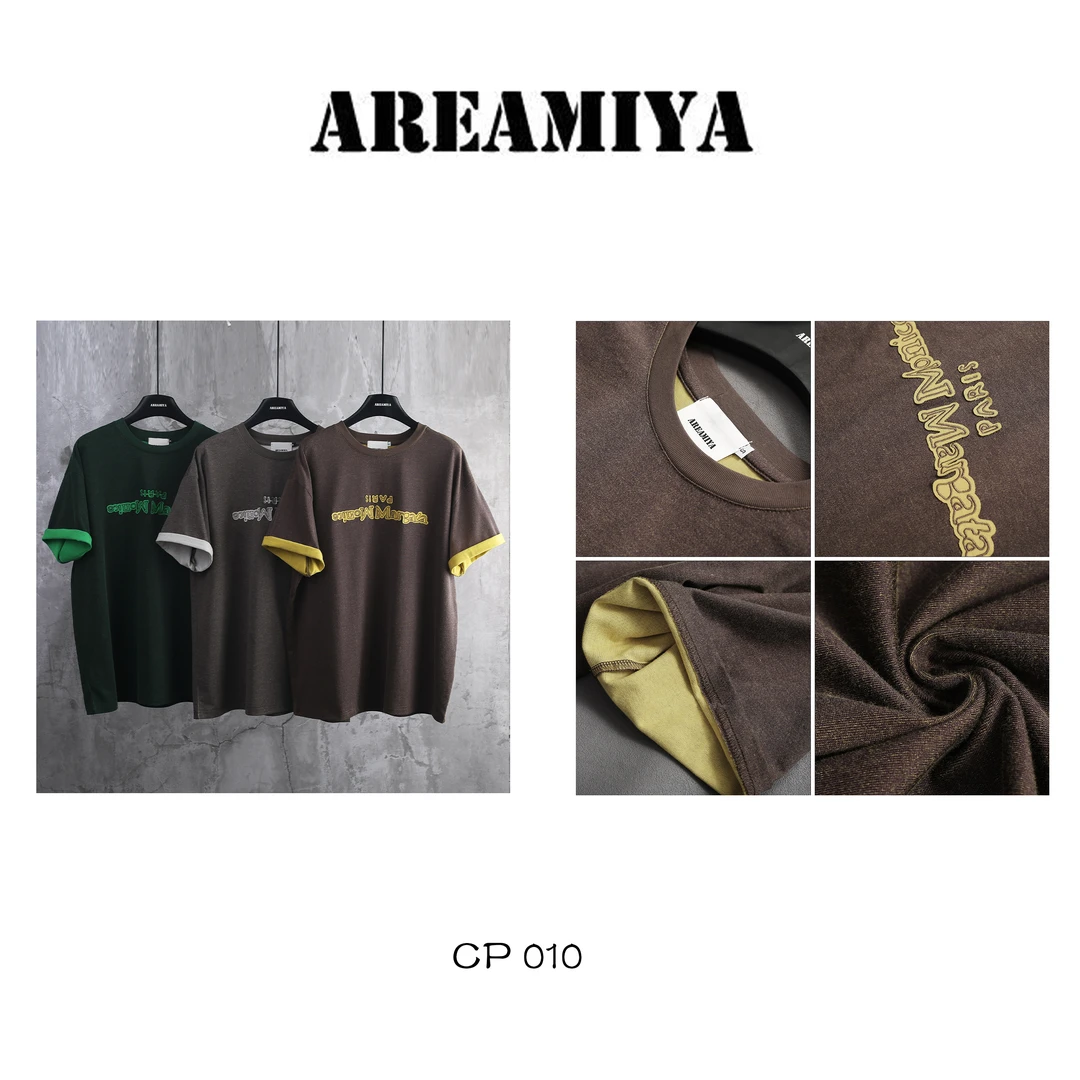 预2【又酷又松弛】美式复古撞色字母贴布宽松短袖CP010