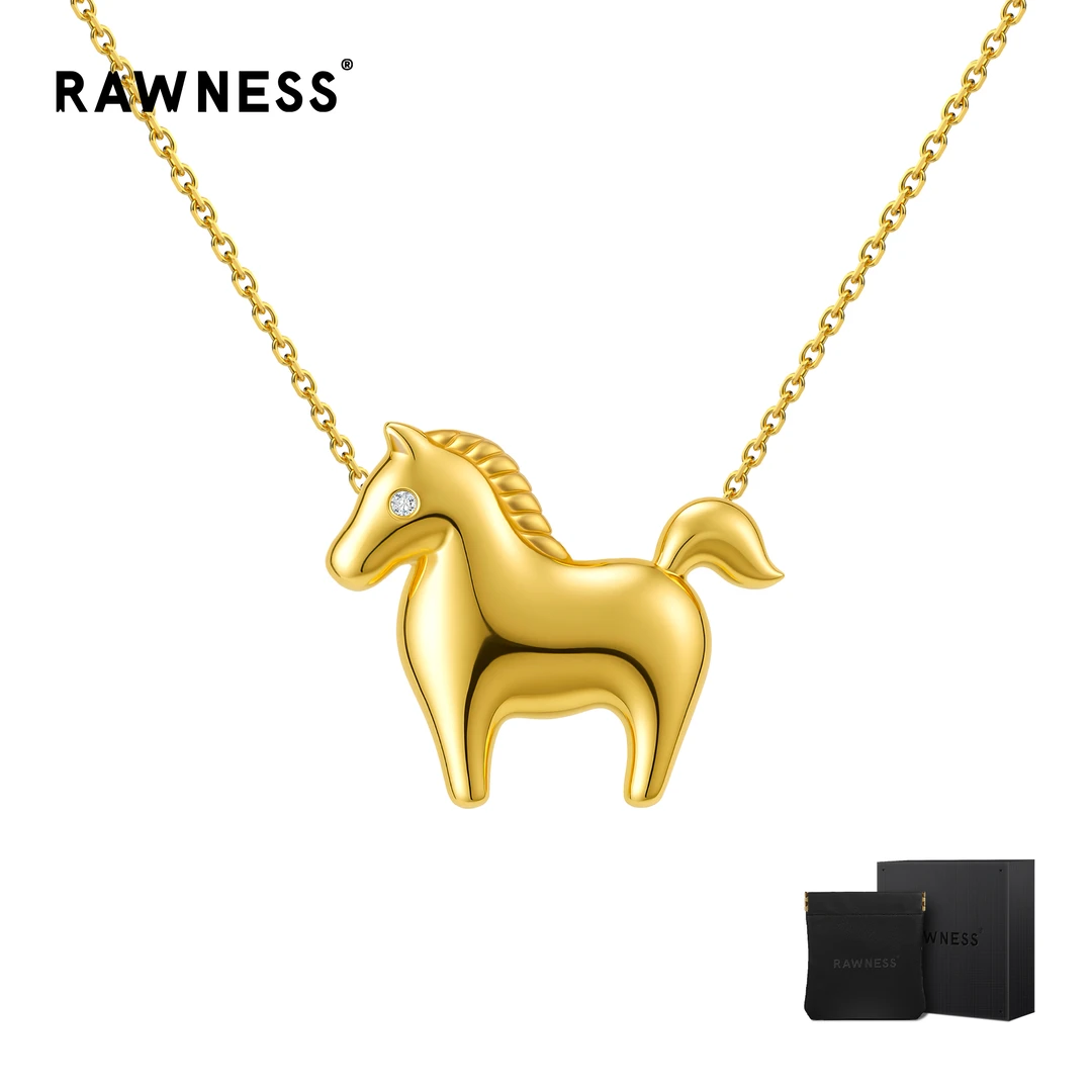 RAWNESS 合金合成锆石吊坠 北欧金逐光神驹生肖马项链马年本命年