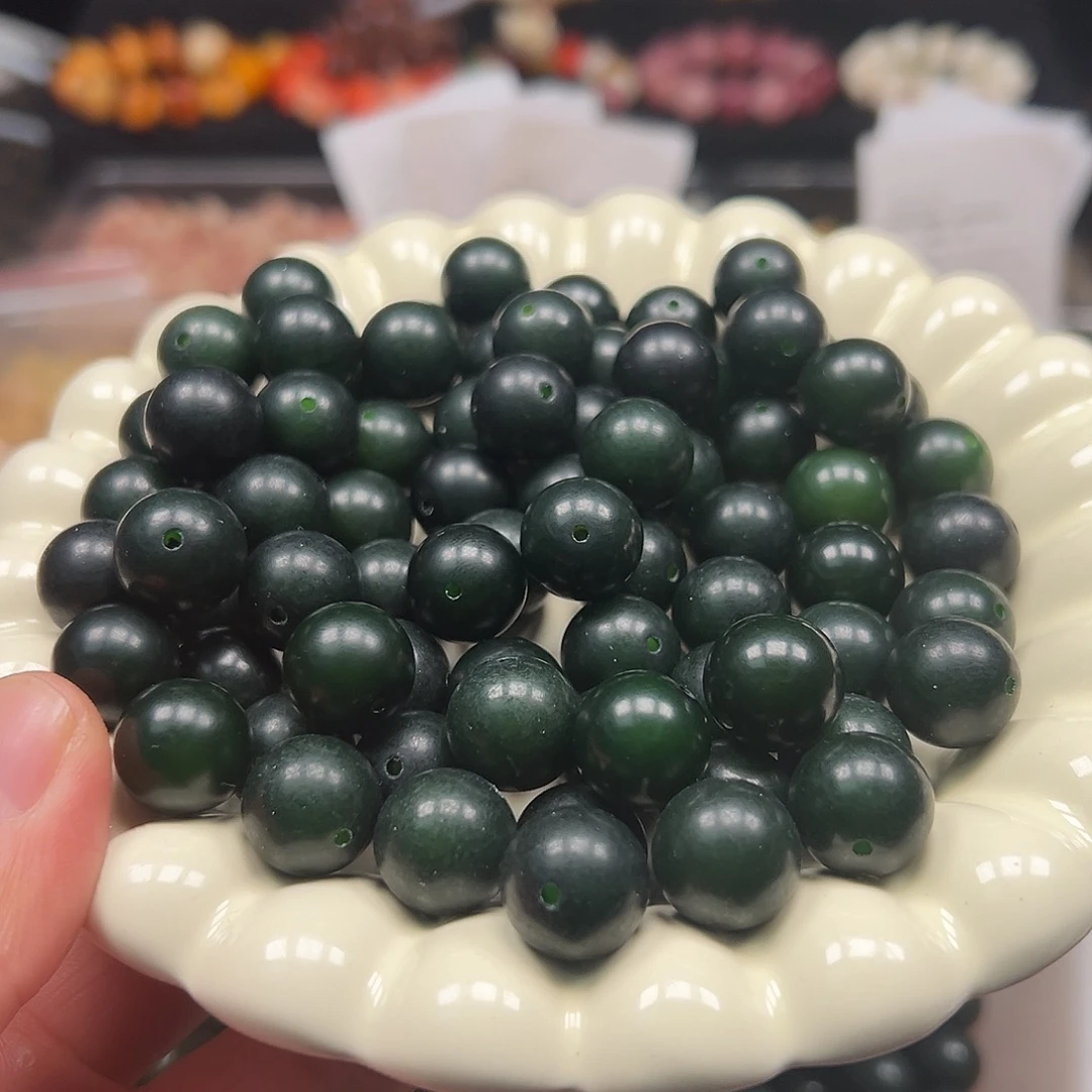 菩提根/象牙果手串500颗14尺寸圆珠祖母绿