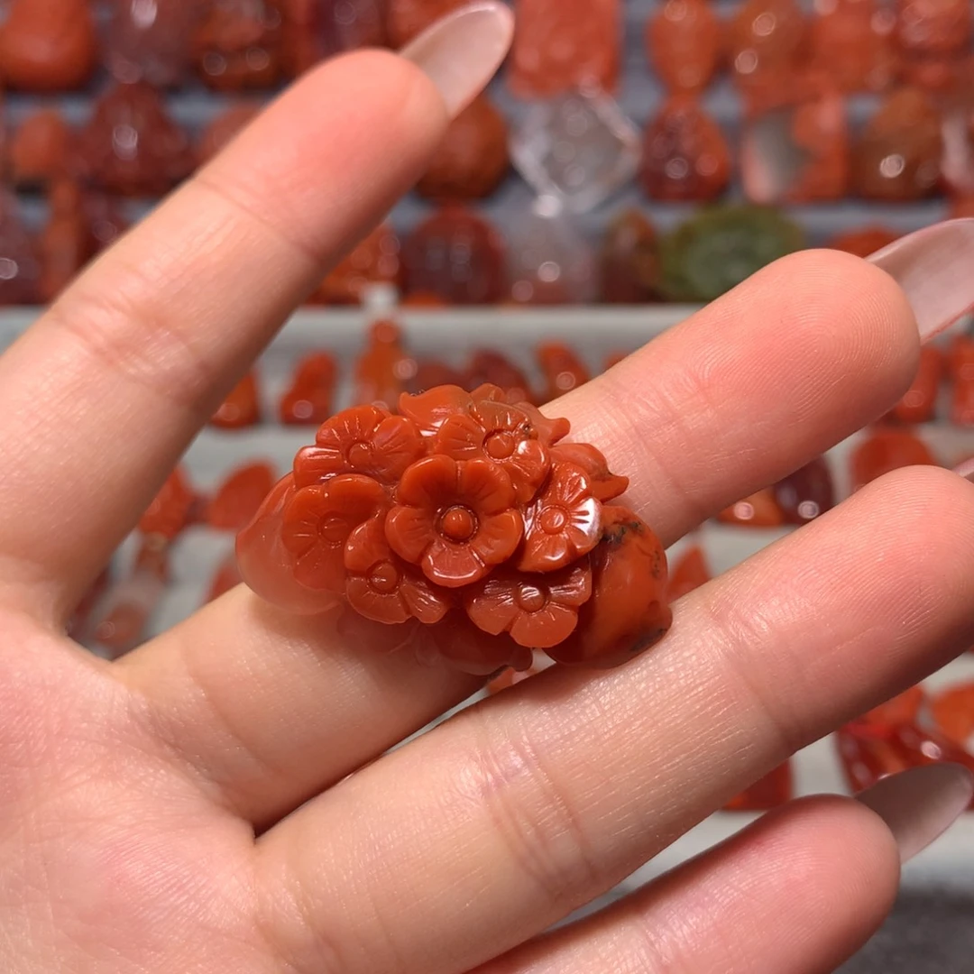 【闪购商品】未镶嵌牡丹花南红玛瑙