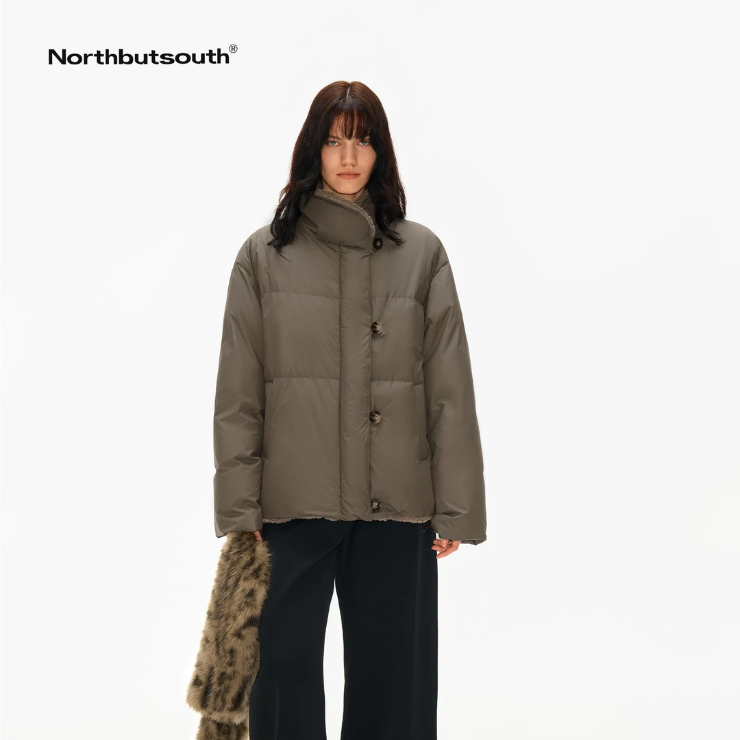 Northbutsouth“0 ℃御寒”90白鸭绒内里羊羔毛立领加厚羽绒服