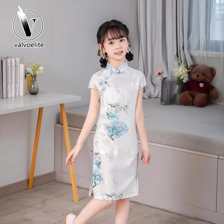 VALVOELITE女童旗袍连衣裙夏季改良中国风日常演出中式国风裙子潮