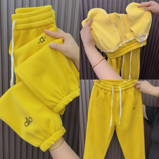 2885秋冬小个子高腰束脚哈伦女卫裤加绒加厚新款百搭显瘦彩色洋气