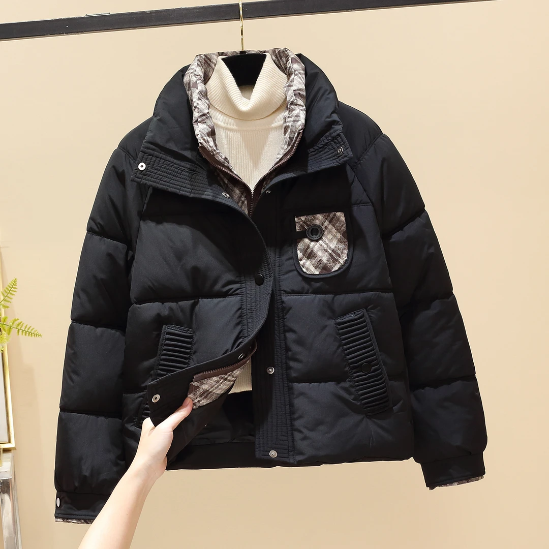 棉服女冬季2025新款加厚保暖棉衣外套短款面包服假两件棉袄子