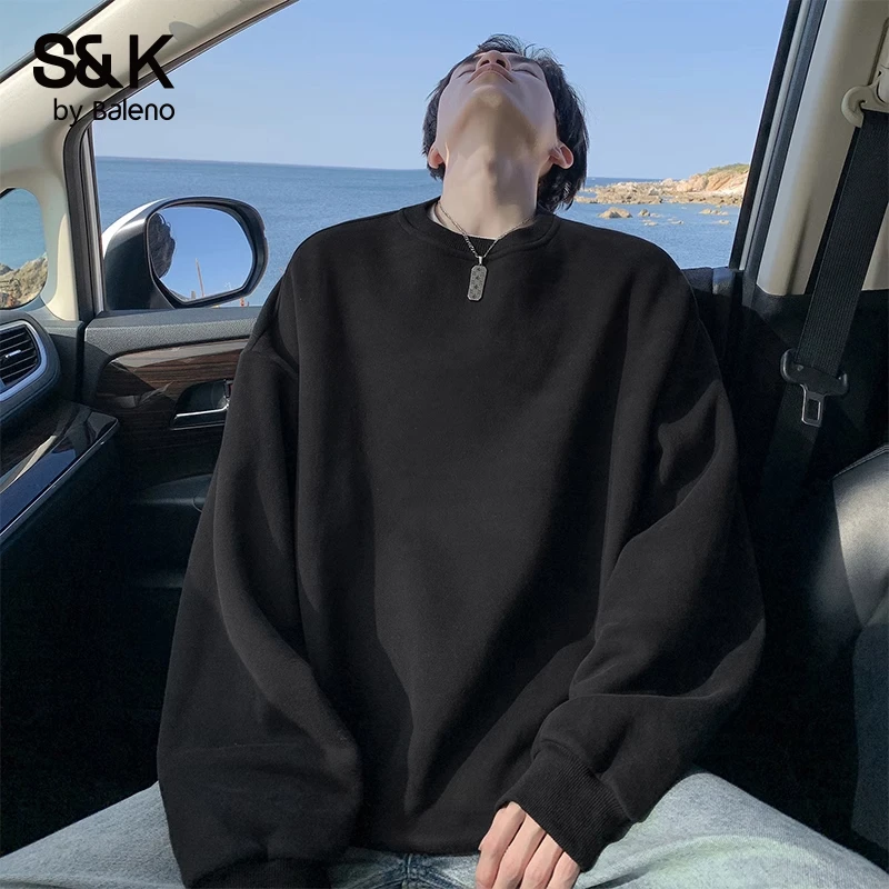 班尼路美式卫衣男重磅圆领男款套头上衣宽松大码春秋季休闲外套X