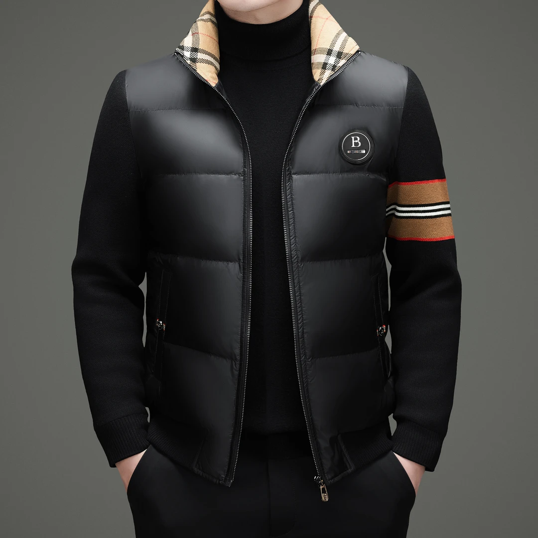 2025新款英国轻奢大牌巴家白鸭绒经典立领休闲时尚百搭羽绒服外套