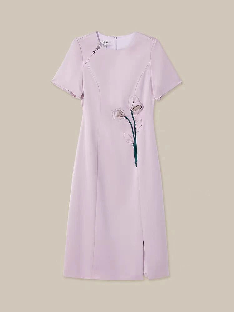 GD 01258(Son*歌）夏季新款优雅紫罗兰连衣裙