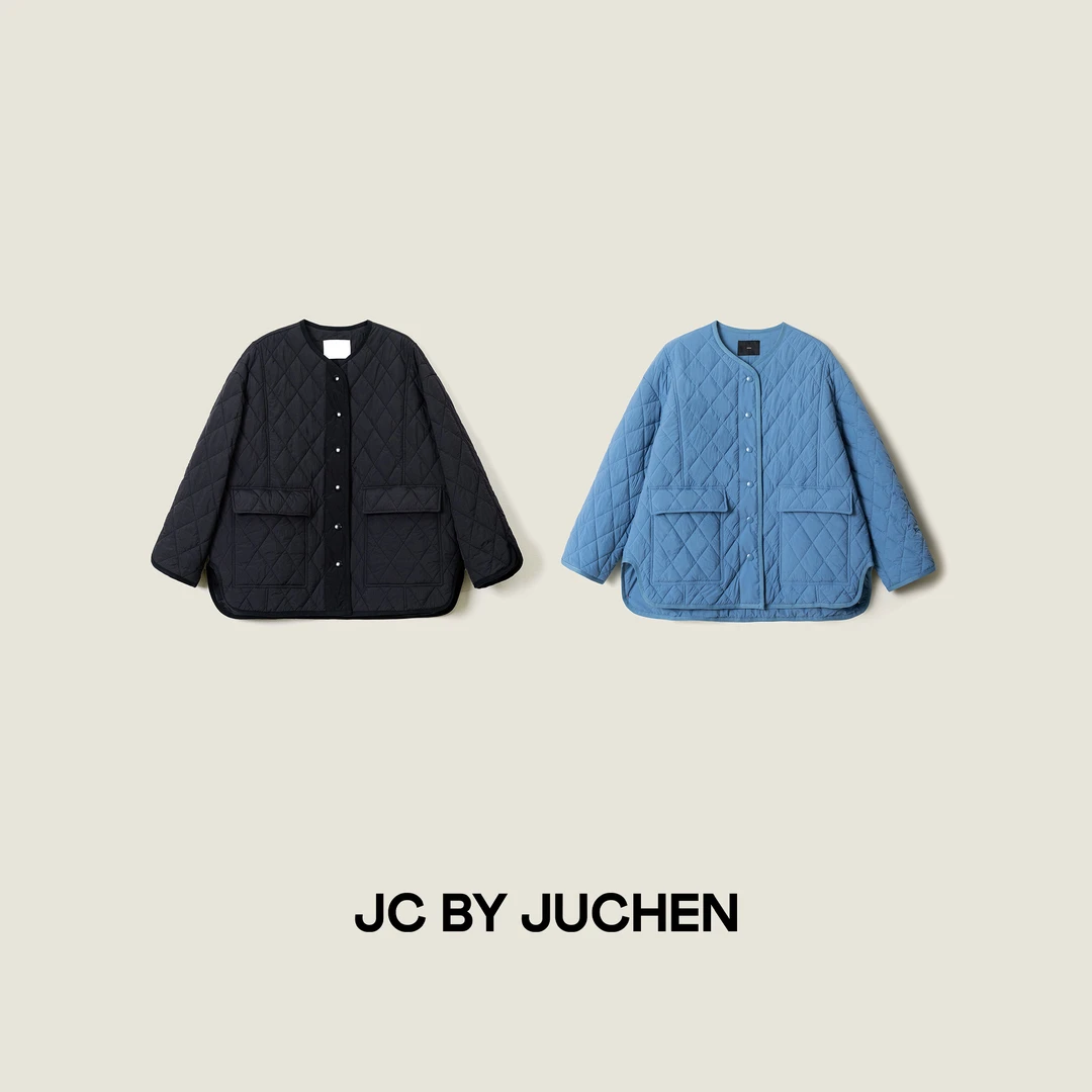 秋冬立体廓形菱格衍缝轻盈保暖无领棉服外套FW071313”迪斯尼”