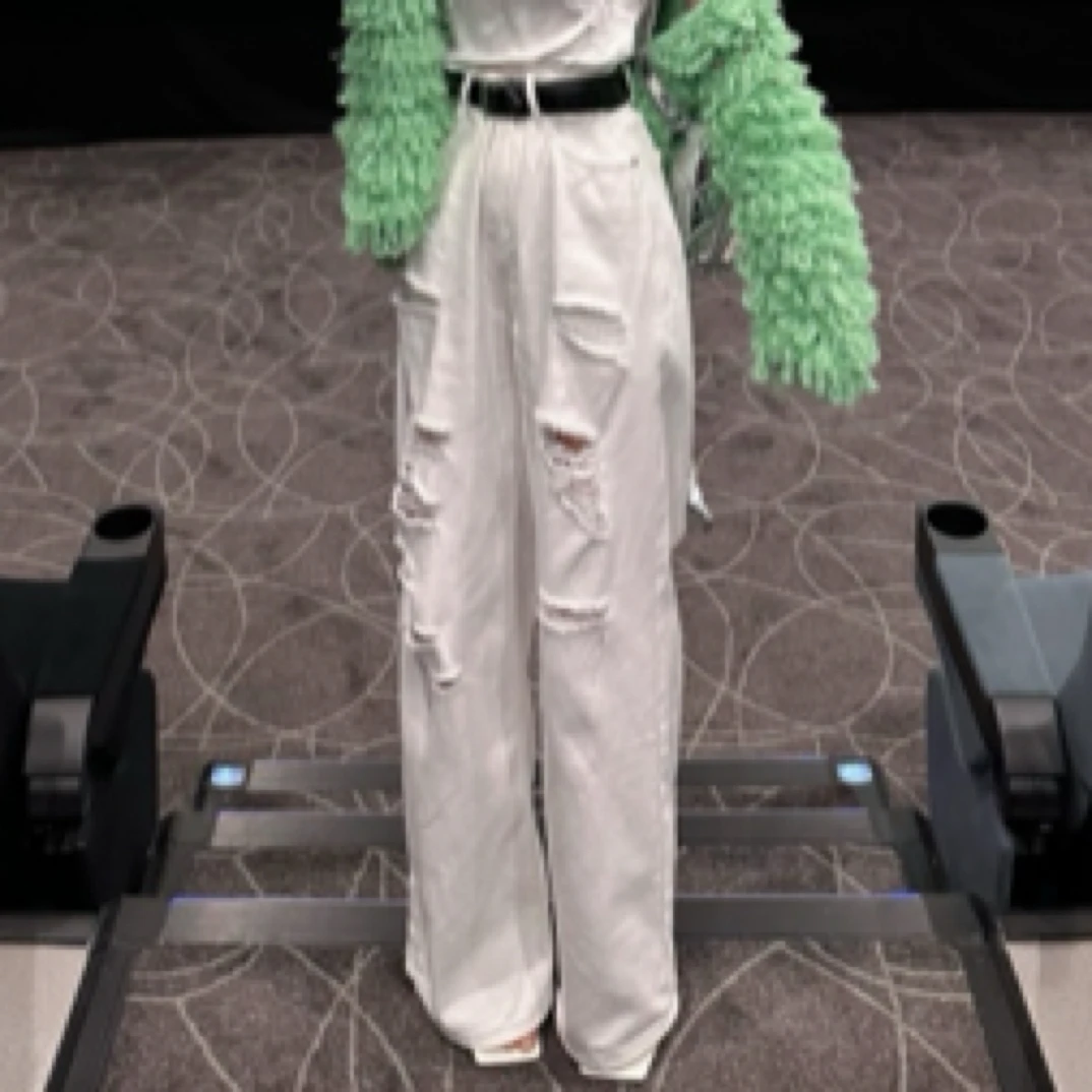 白破洞牛仔裤拖地阔腿长裤