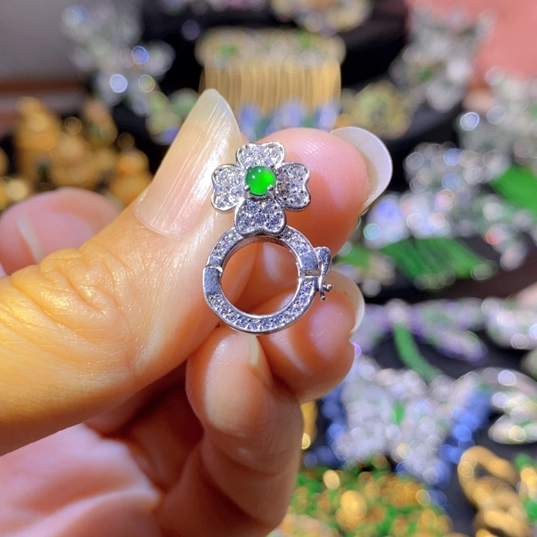 吊坠(不含链)银S925镶嵌翡翠