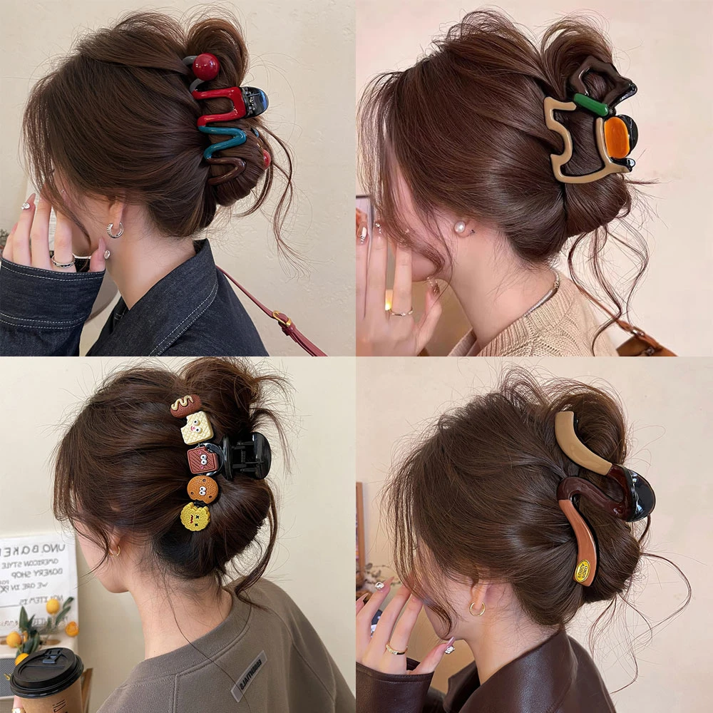撞色系列抓夹女高级感2025新款大号鲨鱼夹发夹后脑勺盘发夹子发饰
