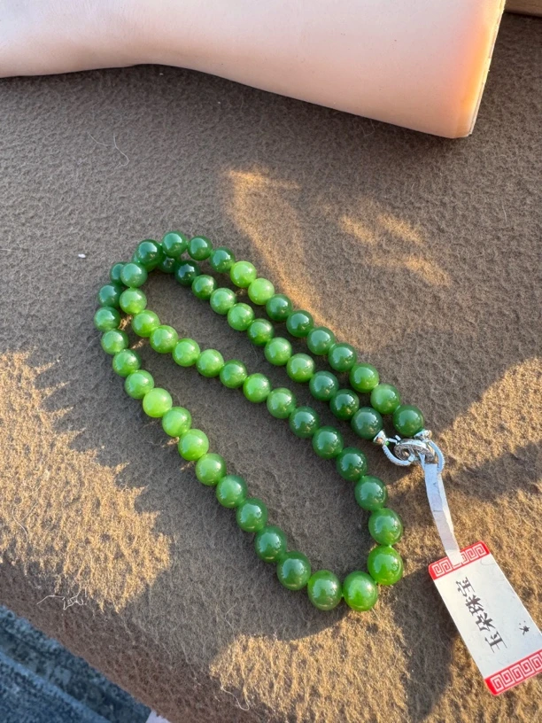 和田玉高冰碧玉卡8无黑点妈妈链