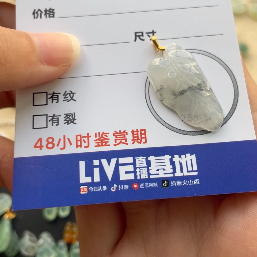 颈饰未镶嵌翡翠金扣乌鸡叶子