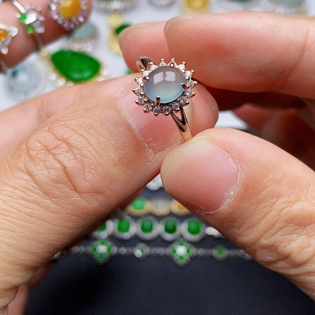 翡翠戒指银S925镶嵌睡****/戒指