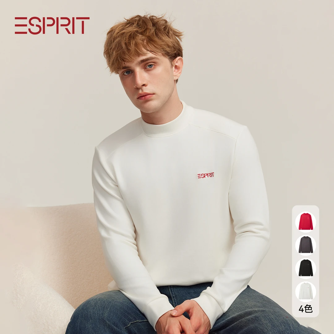 ESPRIT男装保暖内衣加绒加厚款可内搭秋衣冬季打底衫可外穿高级感