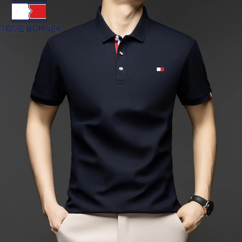 正品汤米希凯利夏季新款男士短袖休闲T恤万针刺绣轻奢百搭POLO衫