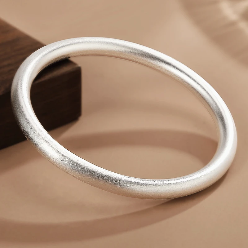 足银手镯 实心粗大款版面泥鳅背贵妃镯