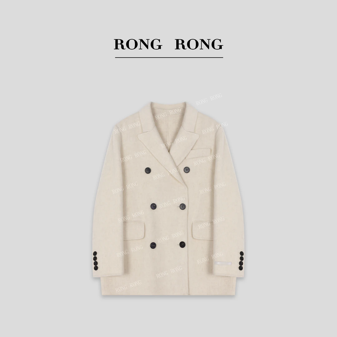 溶溶【米兰街区】RONGRONG 100绵羊毛翻领西装廓形双面呢大衣240201
