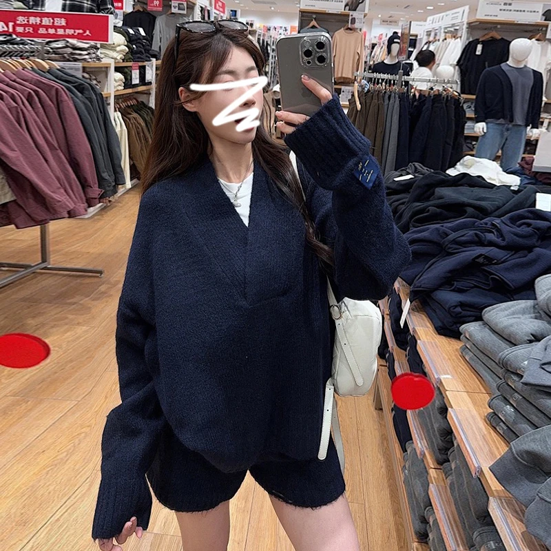 9469女装冬款套装炸街一整套爆款2025新款慵懒显瘦毛衣短裤两件套